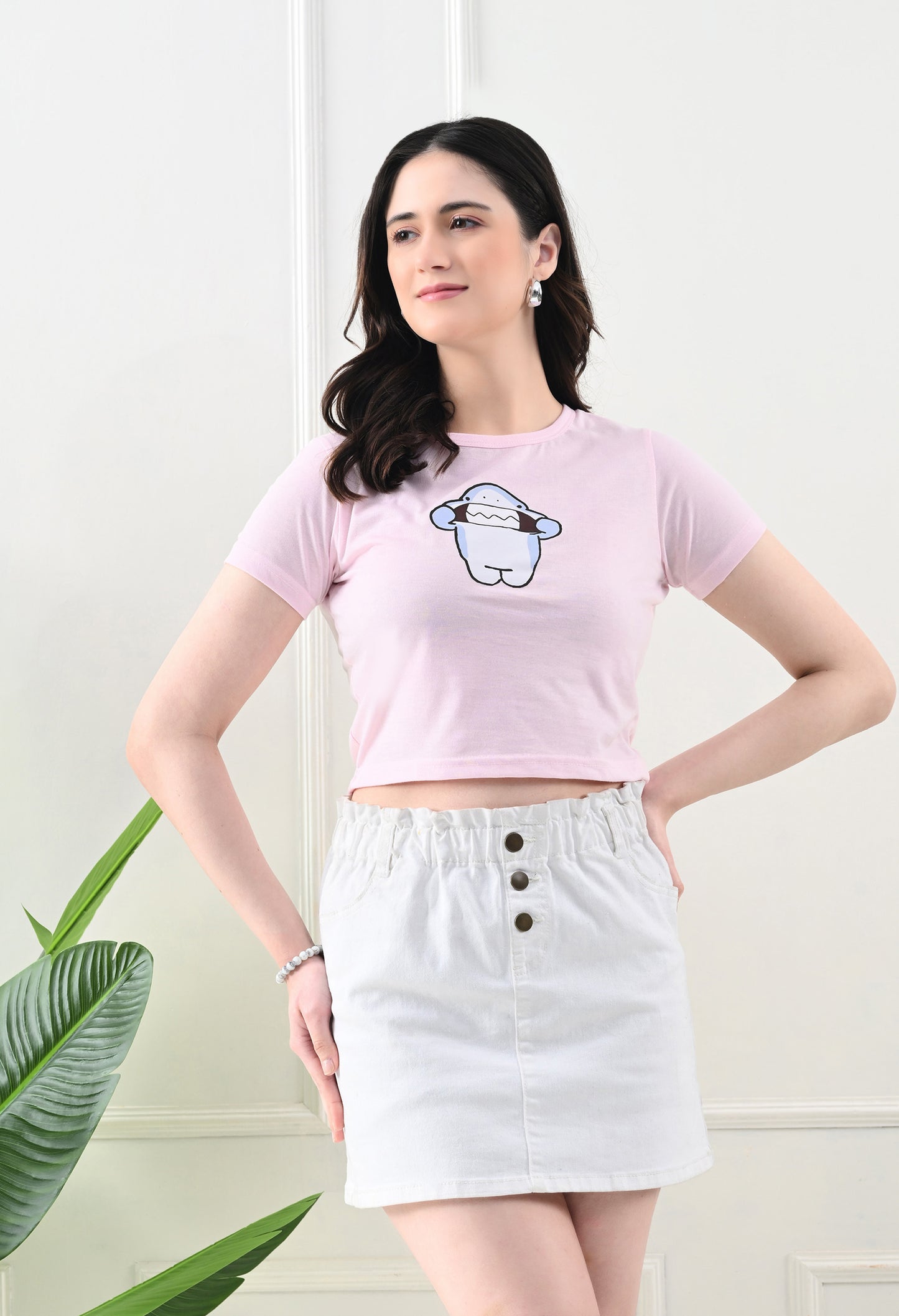 LaceyLuxe "Shark Mood" Baby Pink Crop Top π¦π