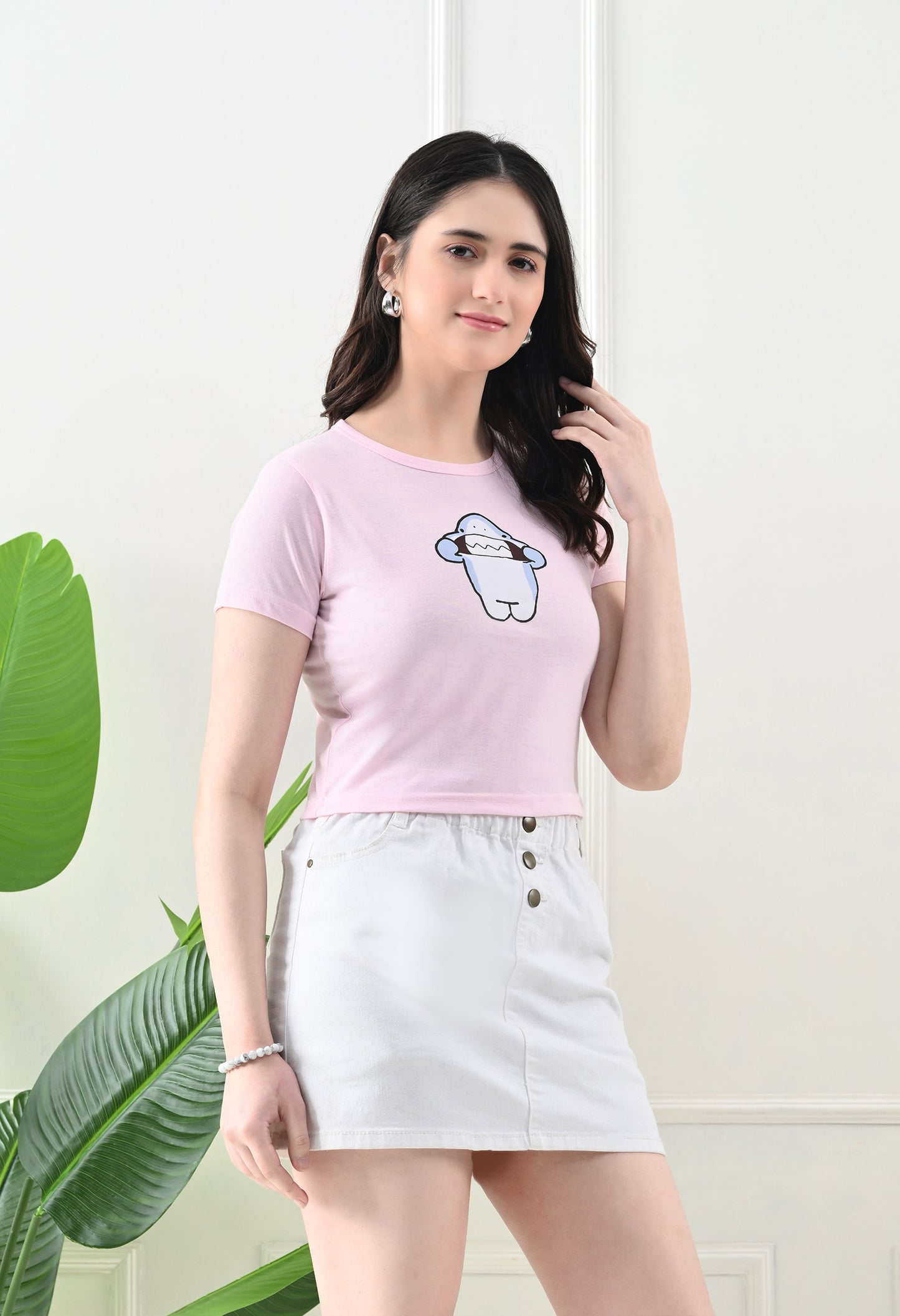 LaceyLuxe "Shark Mood" Baby Pink Crop Top π¦π
