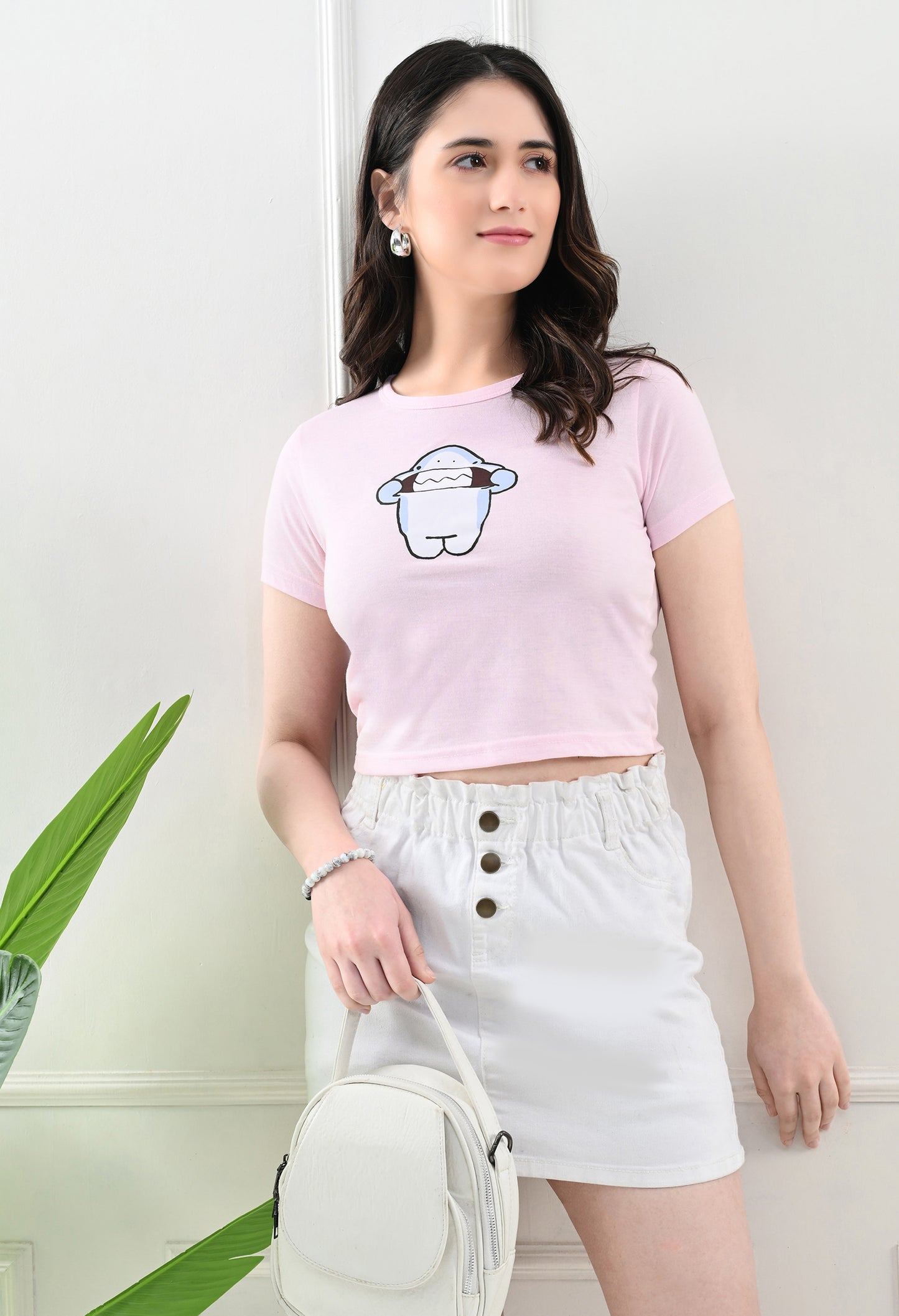 LaceyLuxe "Shark Mood" Baby Pink Crop Top π¦π