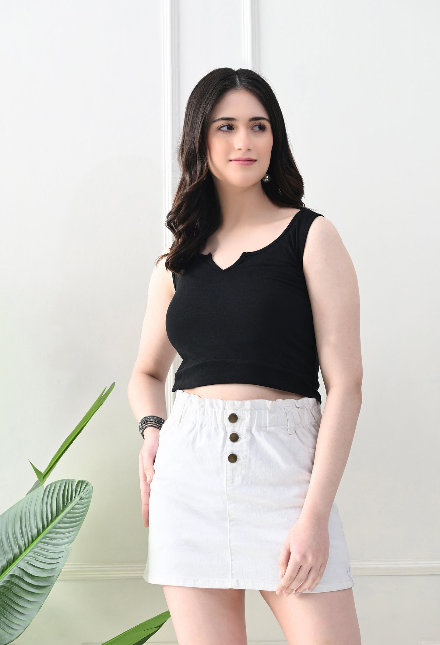 Midnight Muse Cut-Out Neck Tank Top – Black