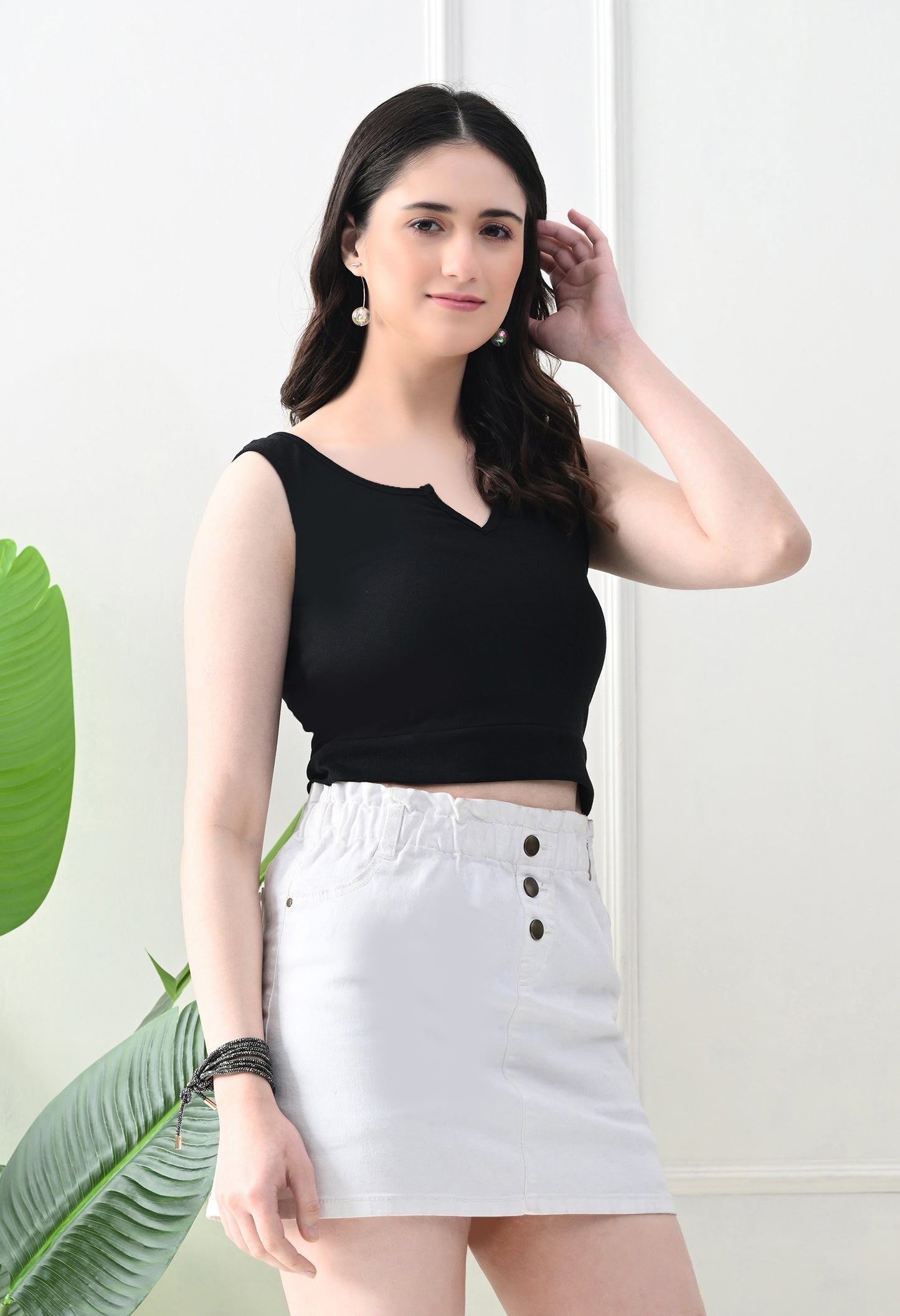 Midnight Muse Cut-Out Neck Tank Top – Black