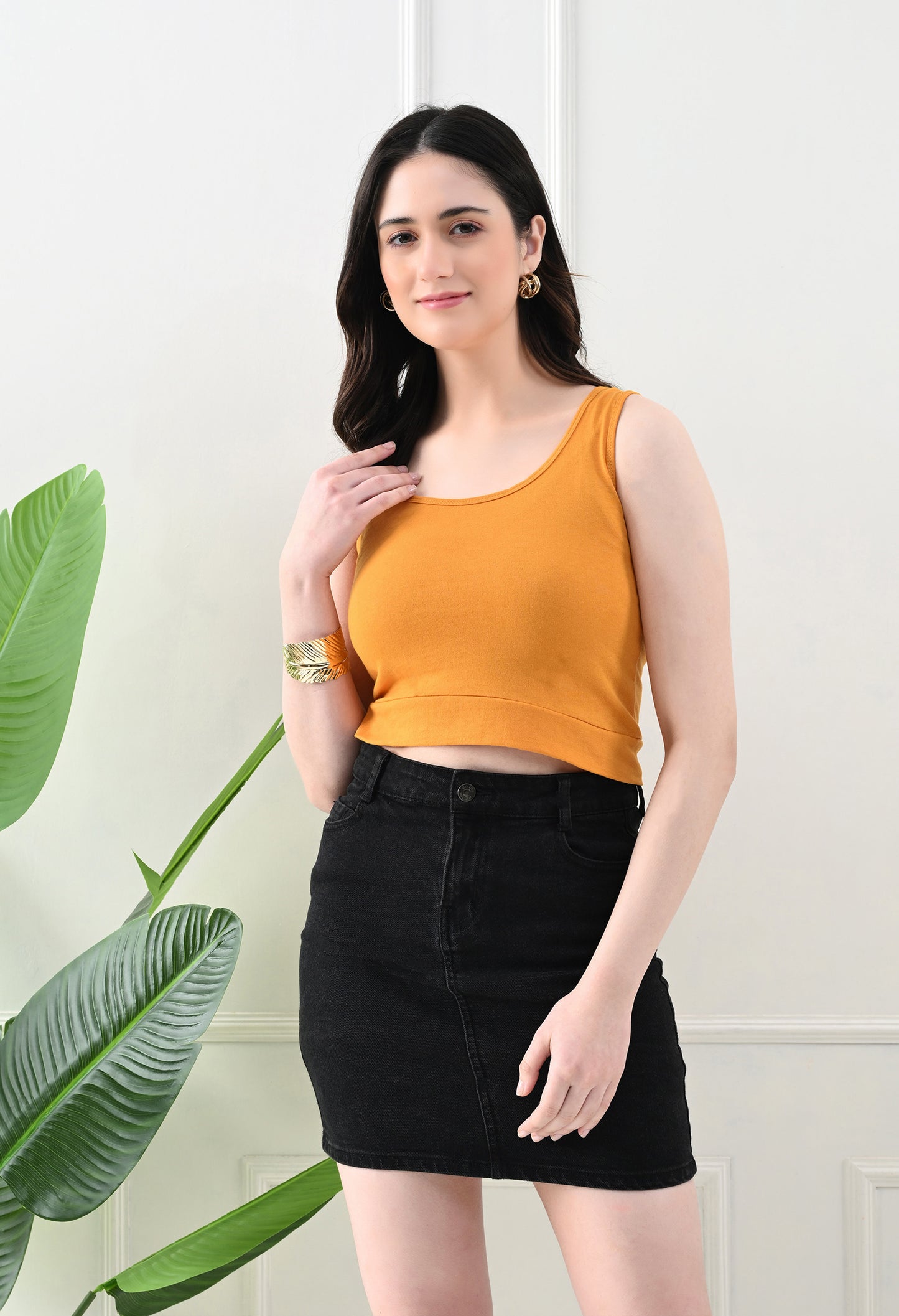 Golden Glow Scoop Neck Tank Top – Mustard Yellow