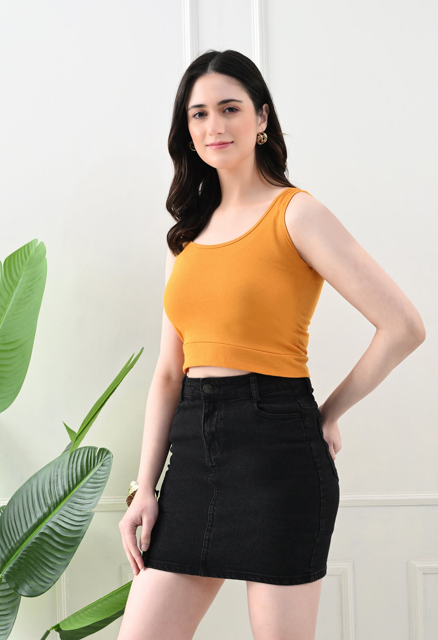Golden Glow Scoop Neck Tank Top – Mustard Yellow