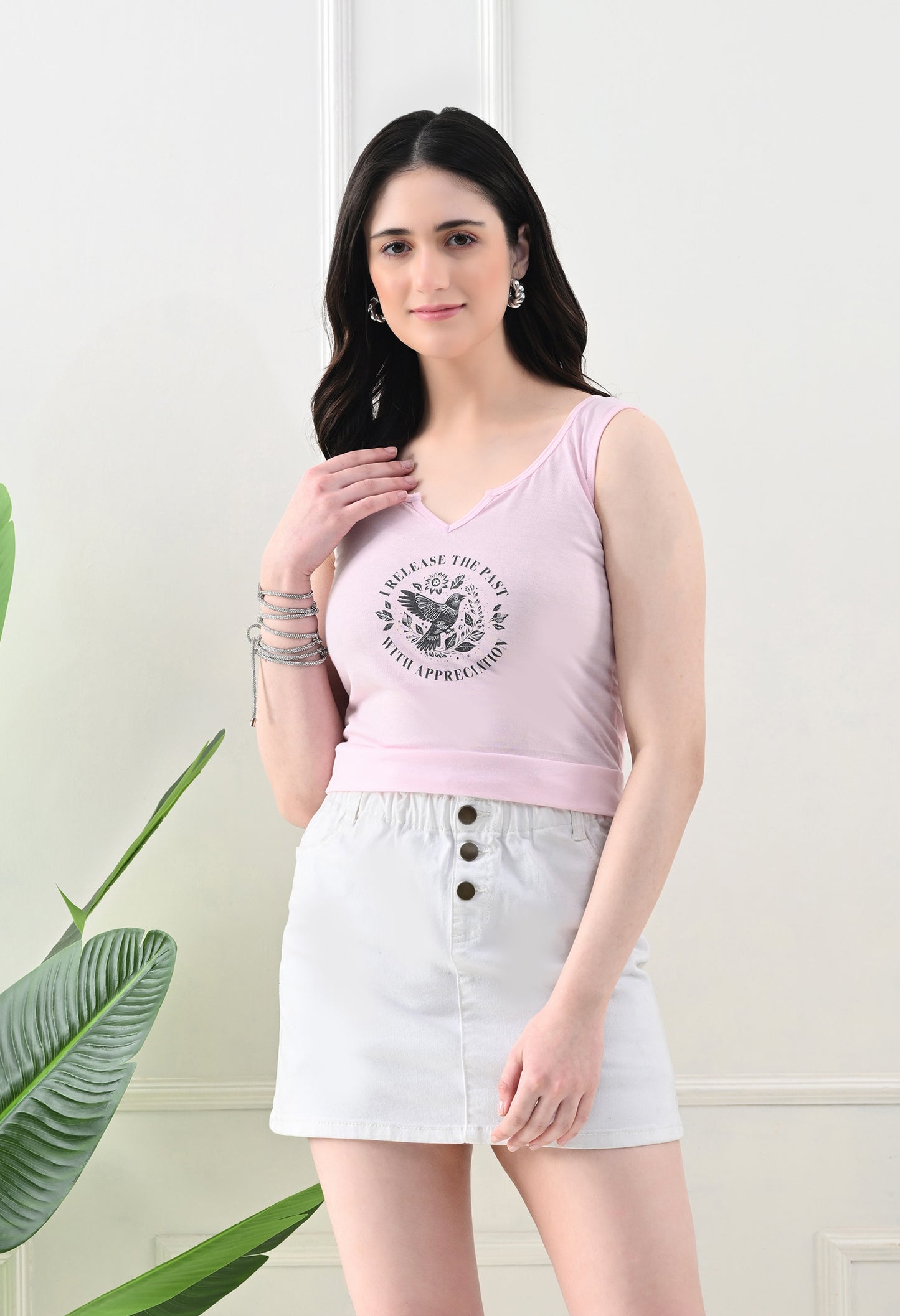 Empowered Grace Printed Pink Tank Top
