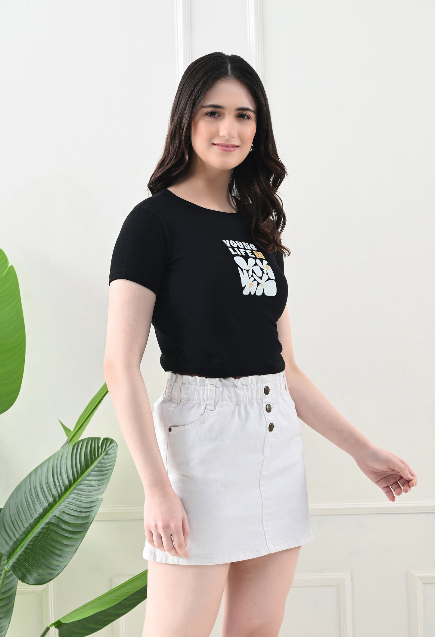 LaceyLuxe "Young Life Bloom" Crop Top 🌼🖤