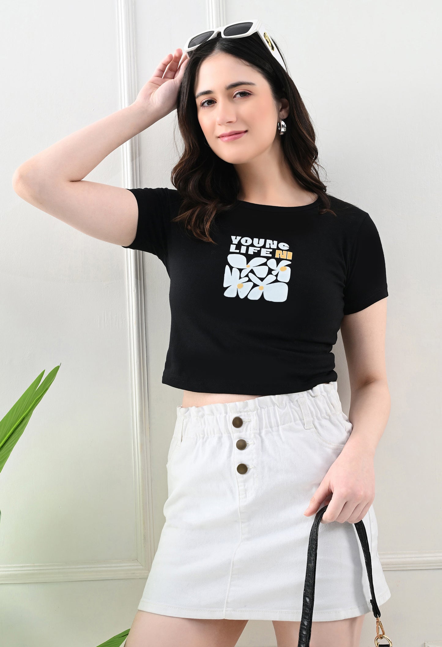 LaceyLuxe "Young Life Bloom" Crop Top 🌼🖤