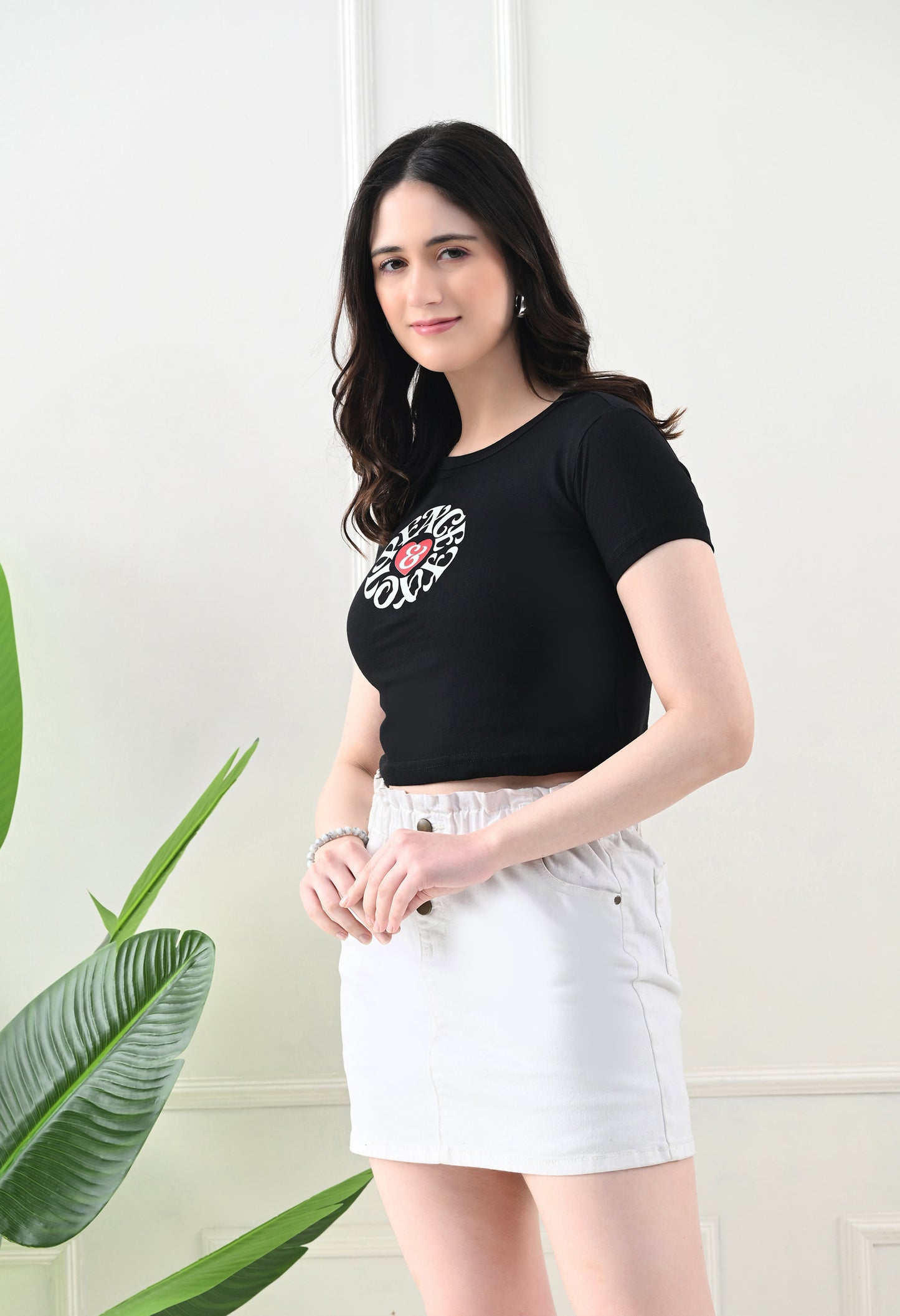 LaceyLuxe "Peace & Vibes" Graphic Crop Top