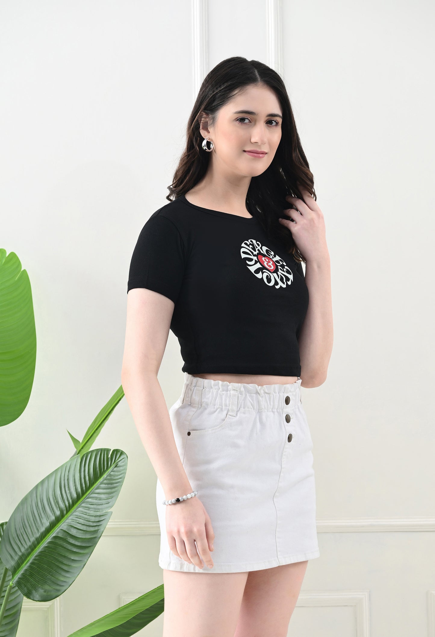 LaceyLuxe "Peace & Vibes" Graphic Crop Top