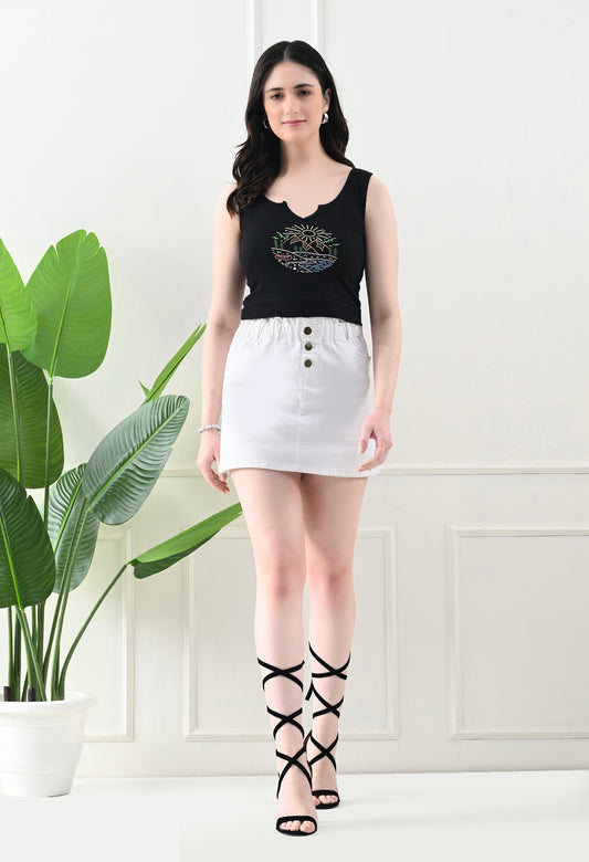 WanderScape Cut-Out Neck Tank Top – Black