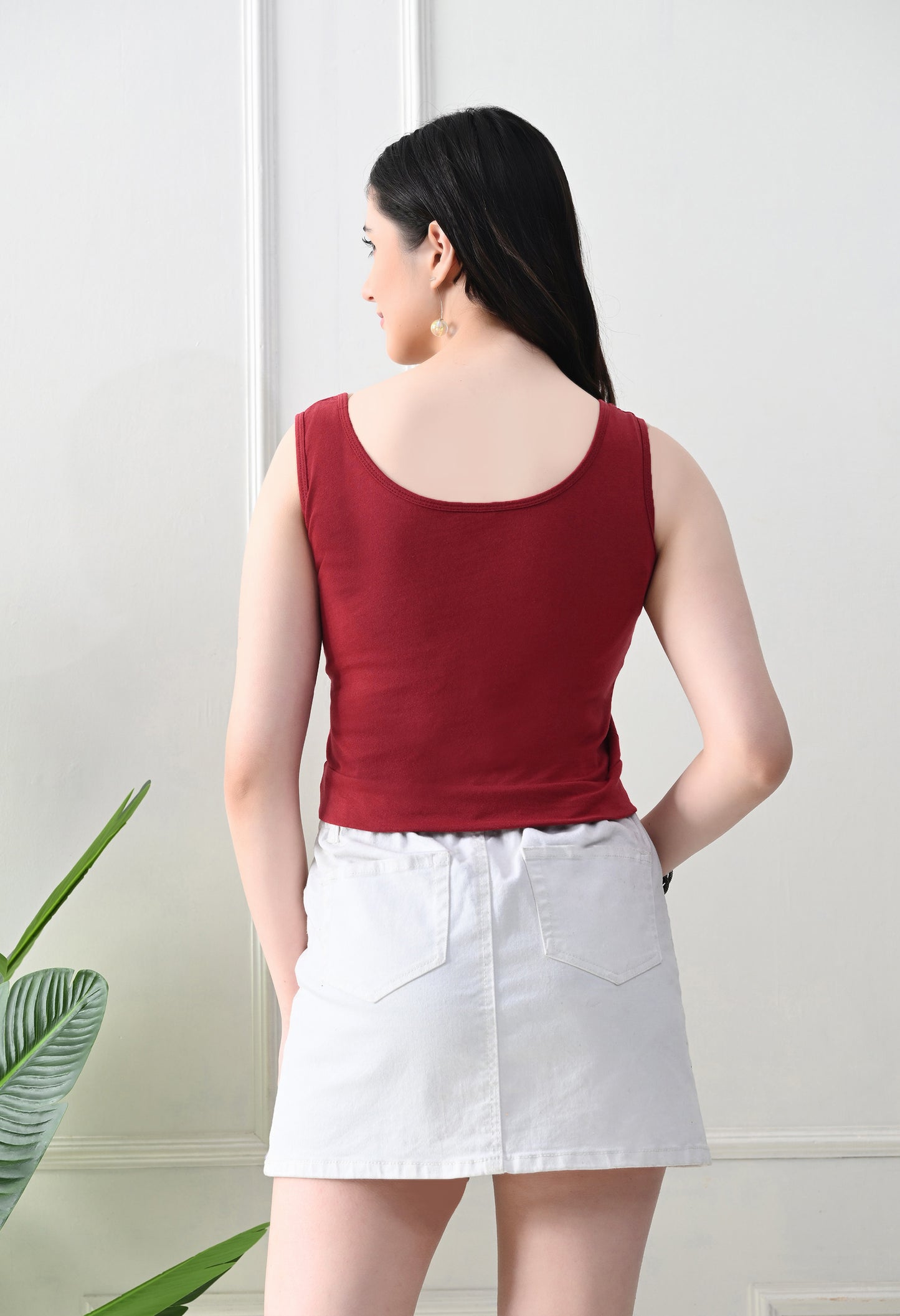 Peace & Love Notch Neck Tank Top – Maroon
