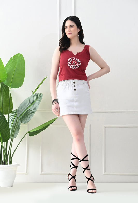 Peace & Love Notch Neck Tank Top – Maroon