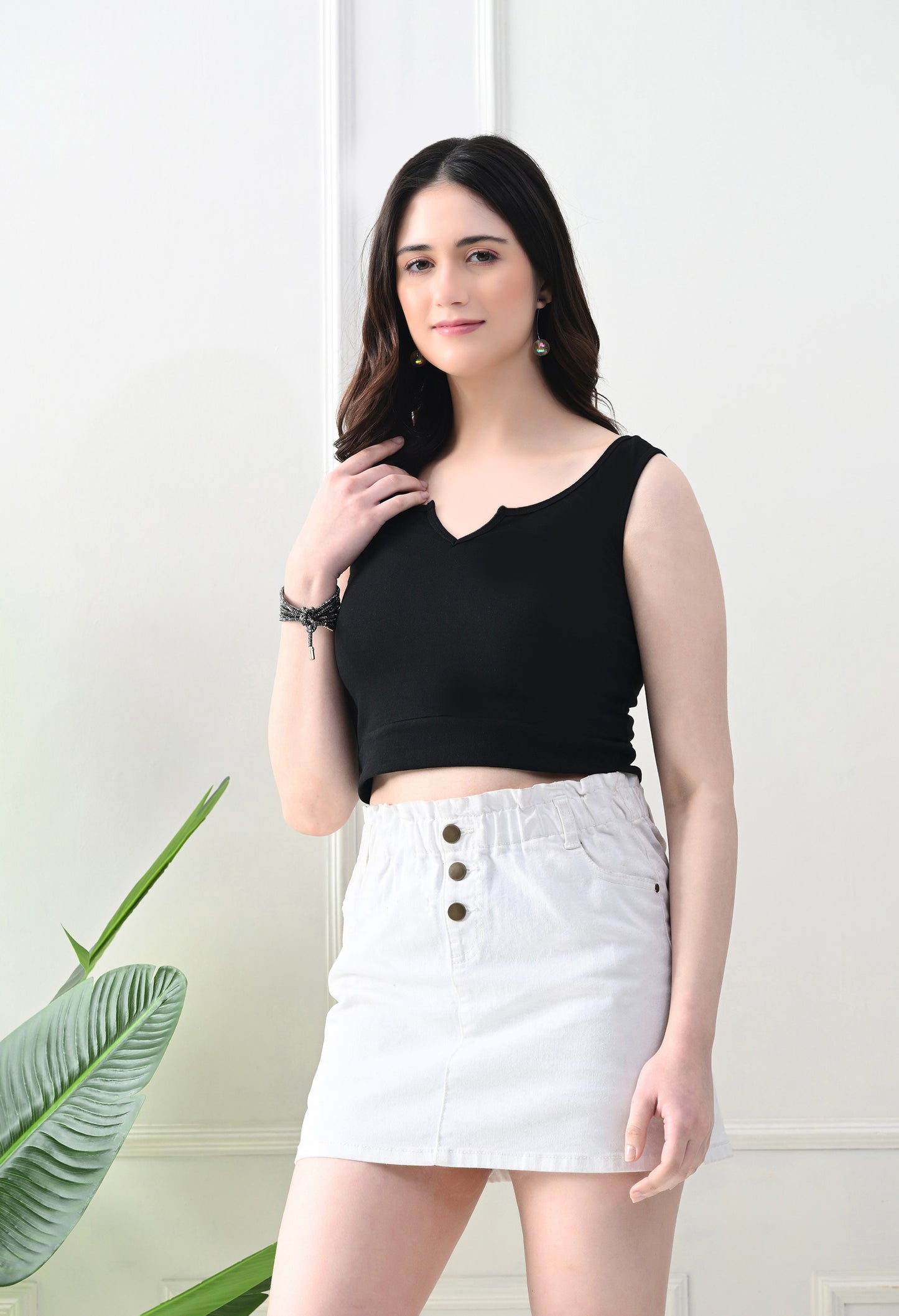 Midnight Muse Cut-Out Neck Tank Top – Black