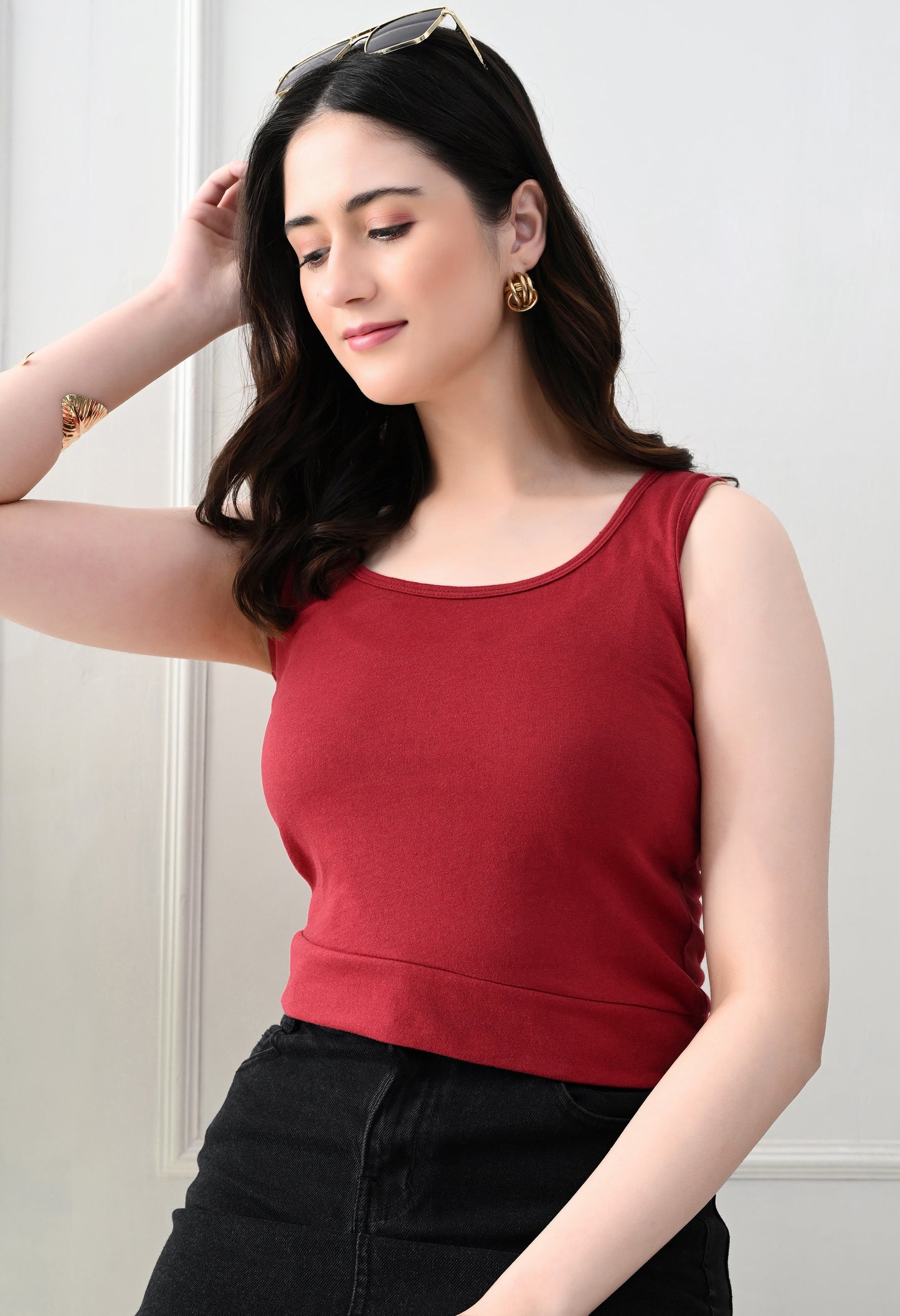 Berry Bliss Scoop Neck Tank Top – Maroon