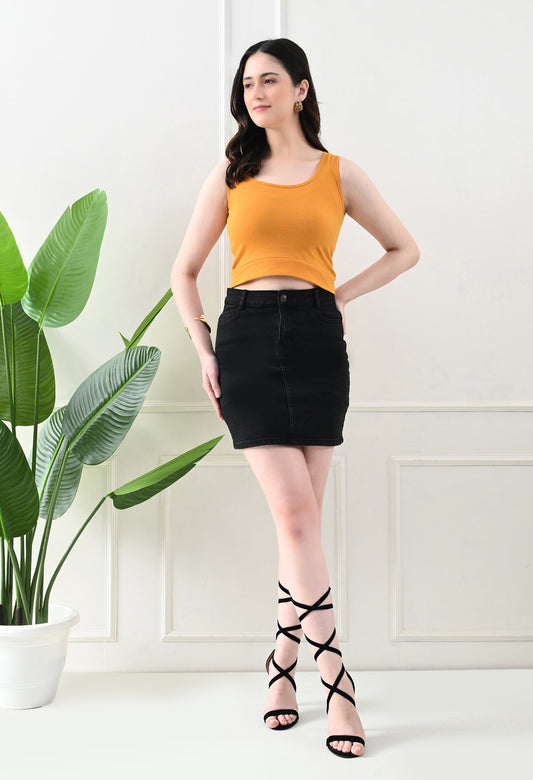 Golden Glow Scoop Neck Tank Top – Mustard Yellow