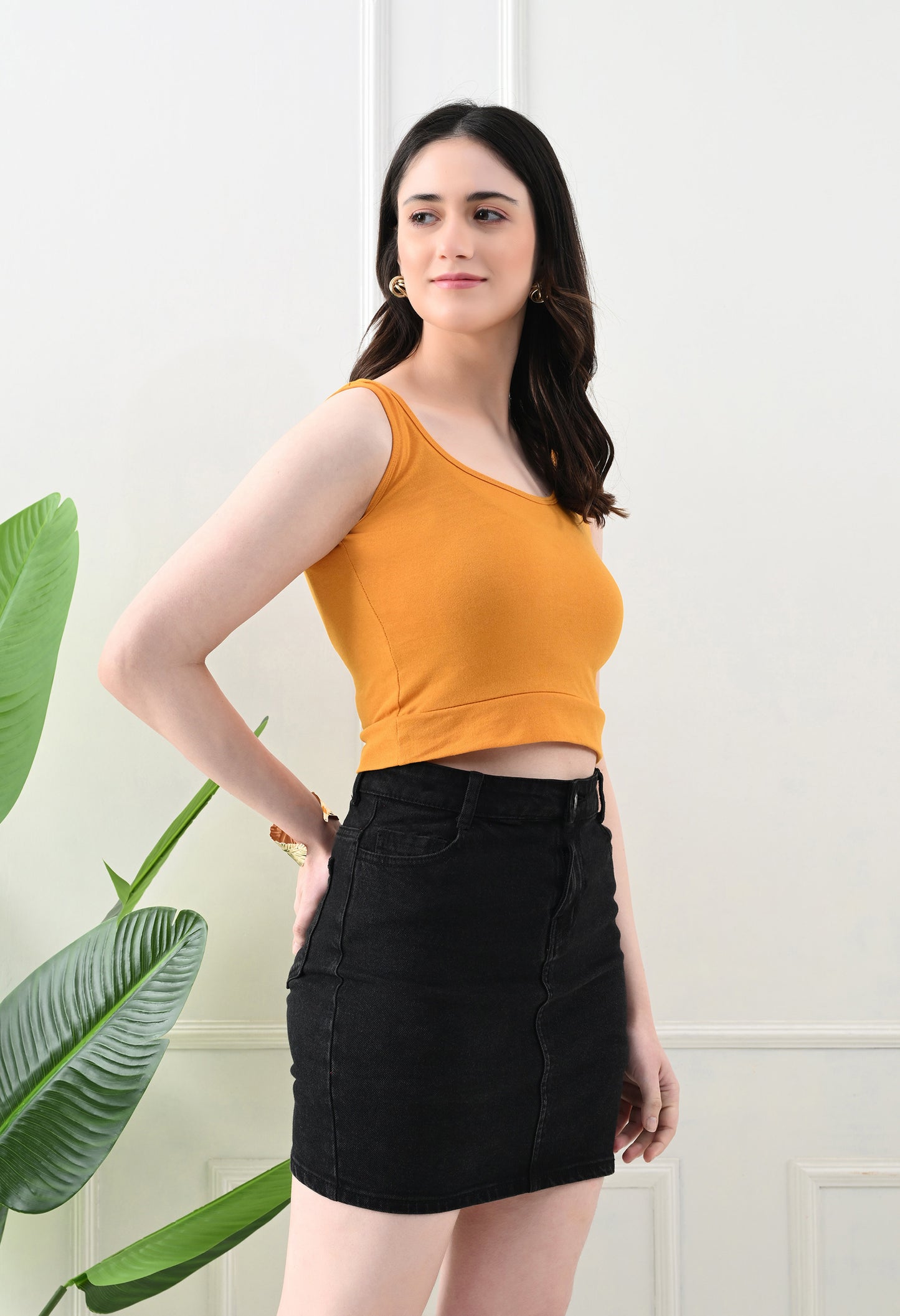 Golden Glow Scoop Neck Tank Top – Mustard Yellow