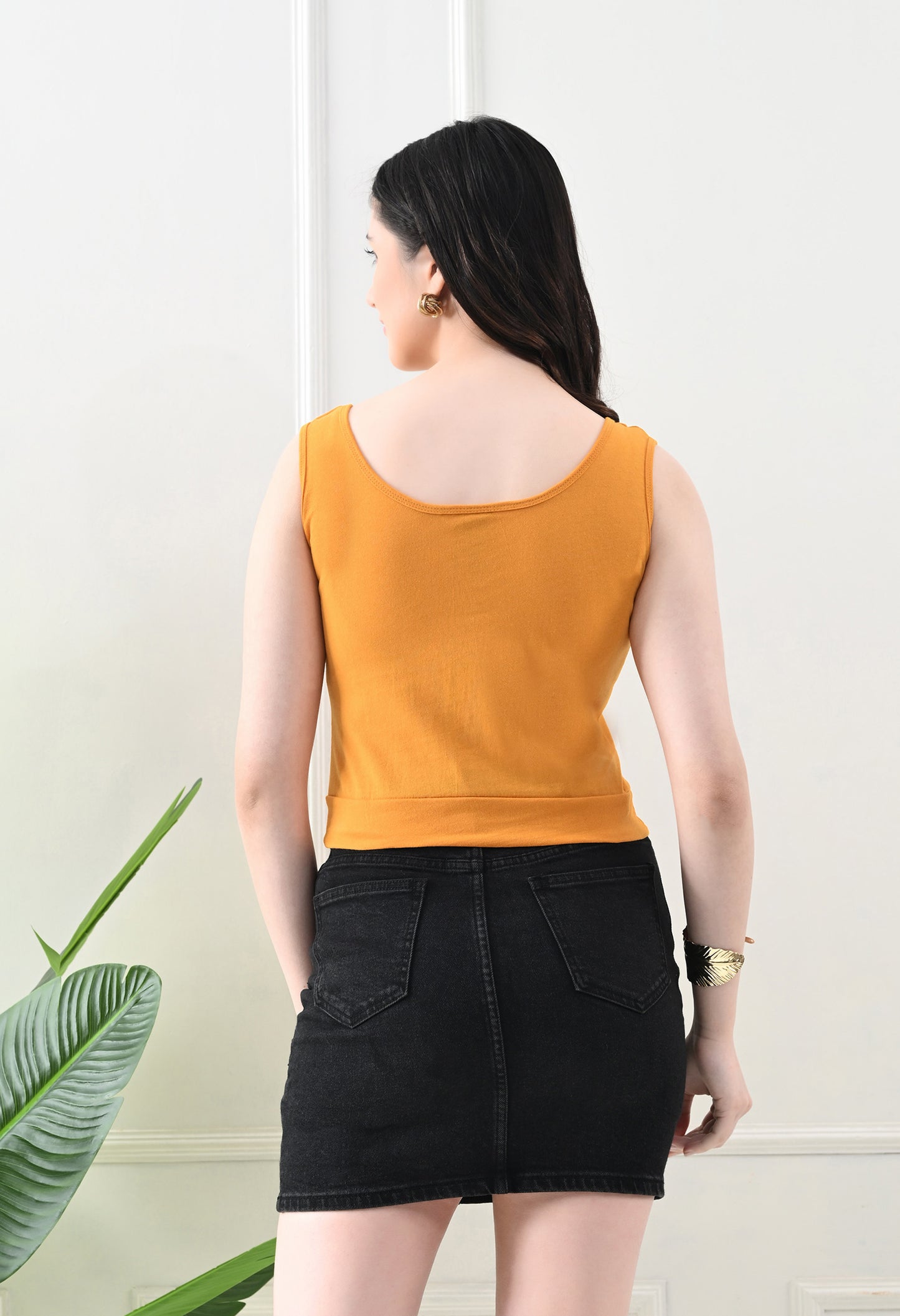 Sunbeam Notch Neck Tank Top – Mustard Yellow