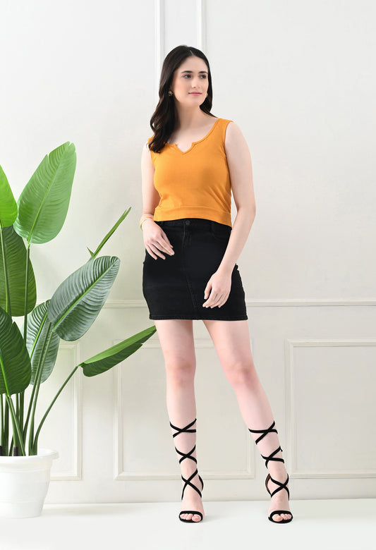 Sunbeam Notch Neck Tank Top – Mustard Yellow