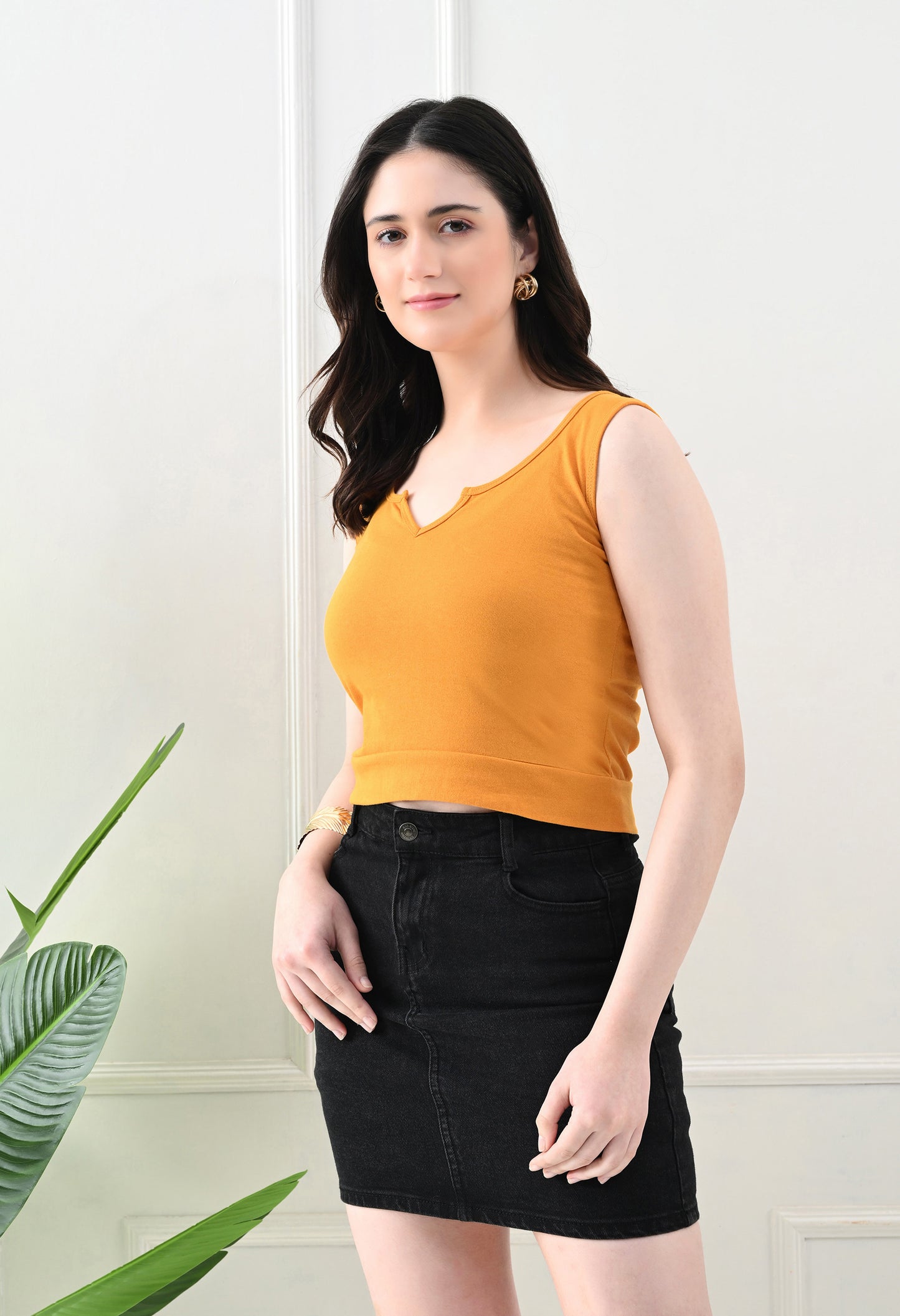Sunbeam Notch Neck Tank Top – Mustard Yellow