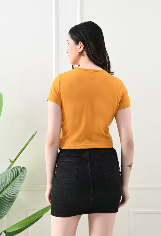 Amber Glow Basic Top – Mustard Yellow