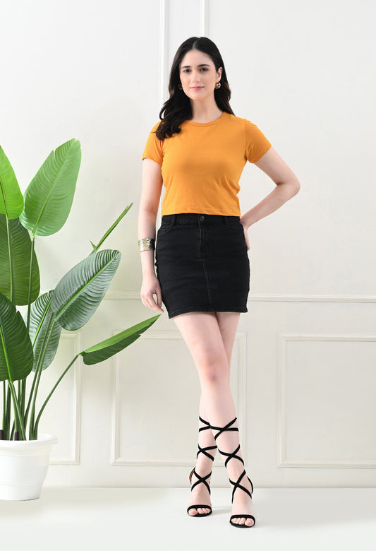 Amber Glow Basic Top – Mustard Yellow