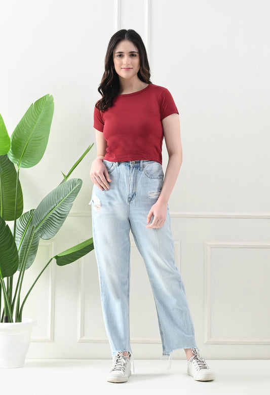 Ruby Rush Basic Top – Crimson Red