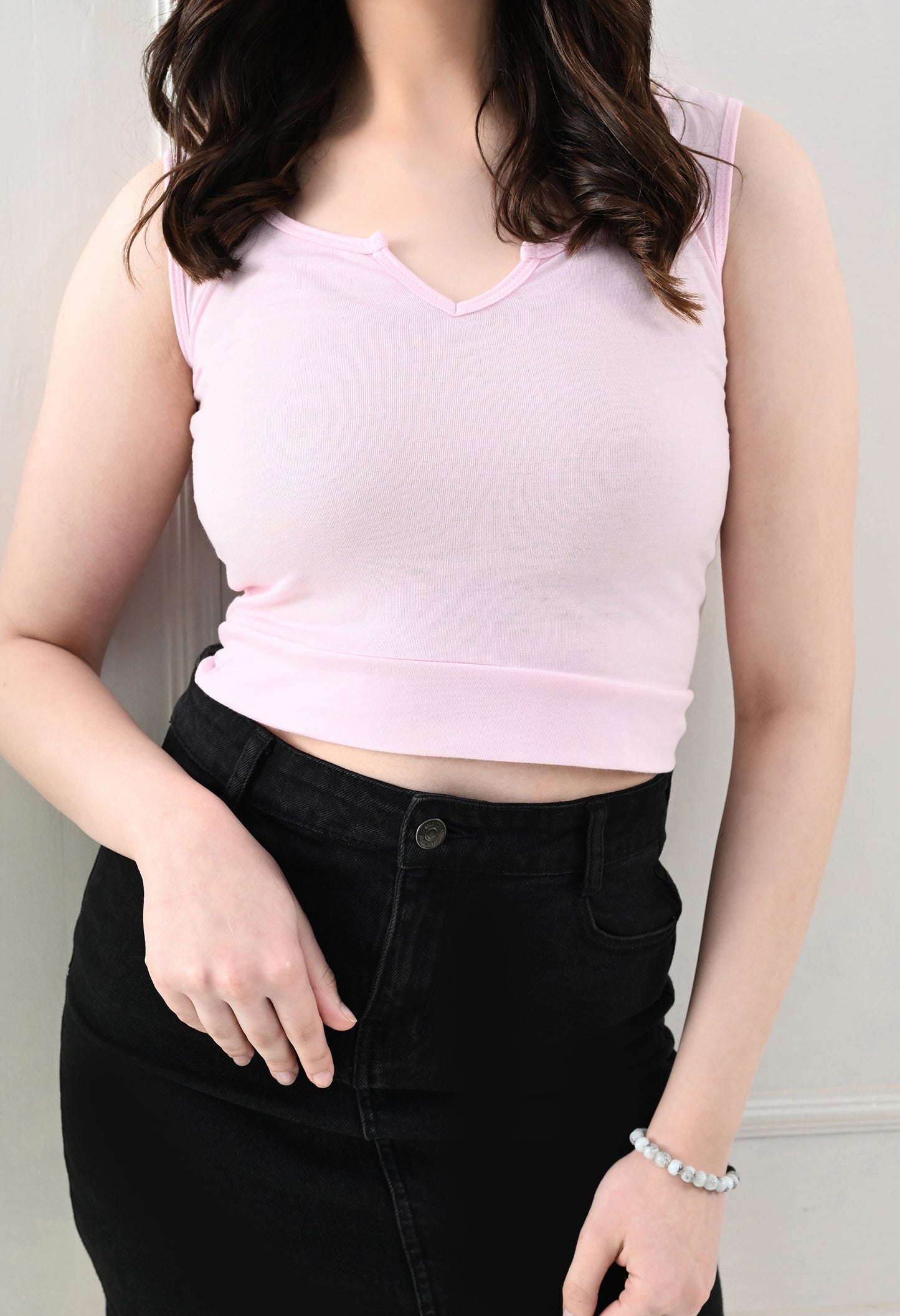 Soft Pink Notch Neck Tank – Sweet & Sleek