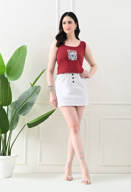 Dreamer Butterfly Graphic Maroon Tank Top