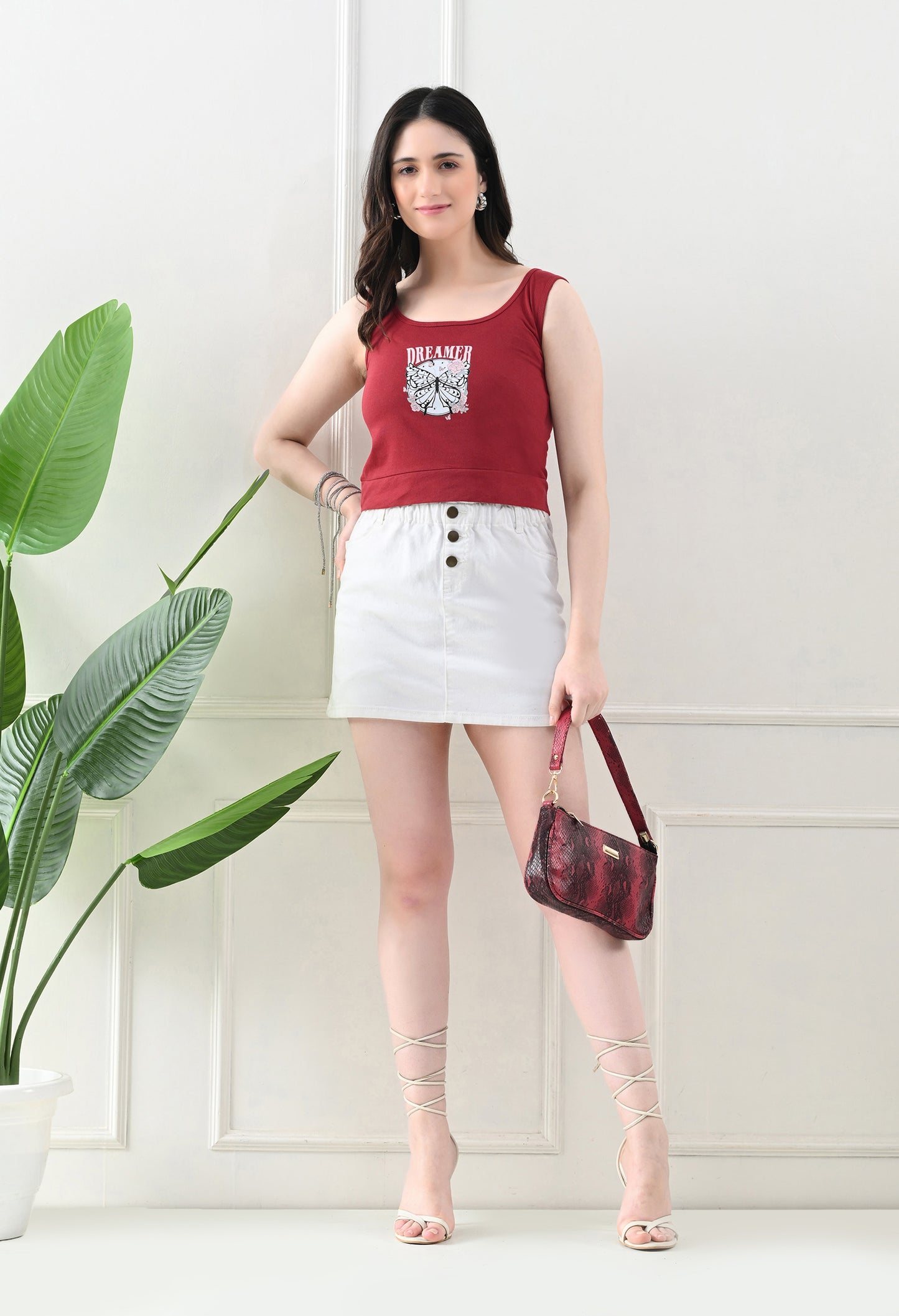 Dreamer Butterfly Graphic Maroon Tank Top
